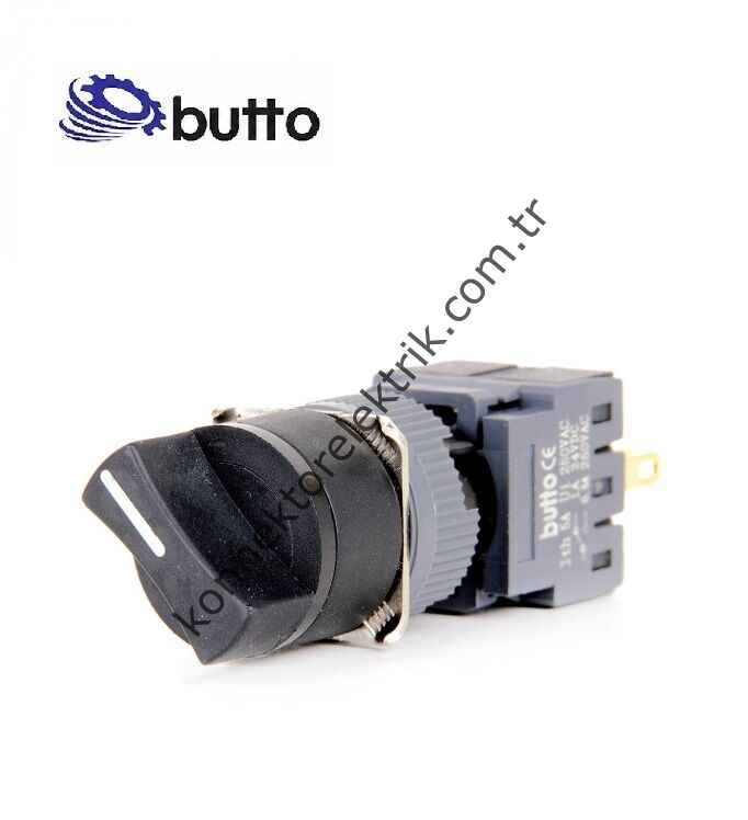 BUTTO F16-411-0 Yuvarlak Plastik Gövde 16mm 0-1 Yaylı Mandal Buton 6-220V AC-DC