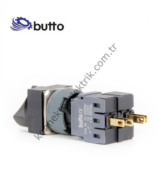 BUTTO F16-421-2 Kare Plastik Gövde 16mm 0-1 Kalıcı Mandal Buton 6-220V AC-DC