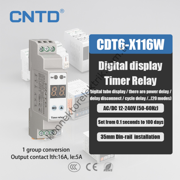 CNTD CDT6-X116W Dijital Ekranlı Programlanabilir Zaman Rölesi