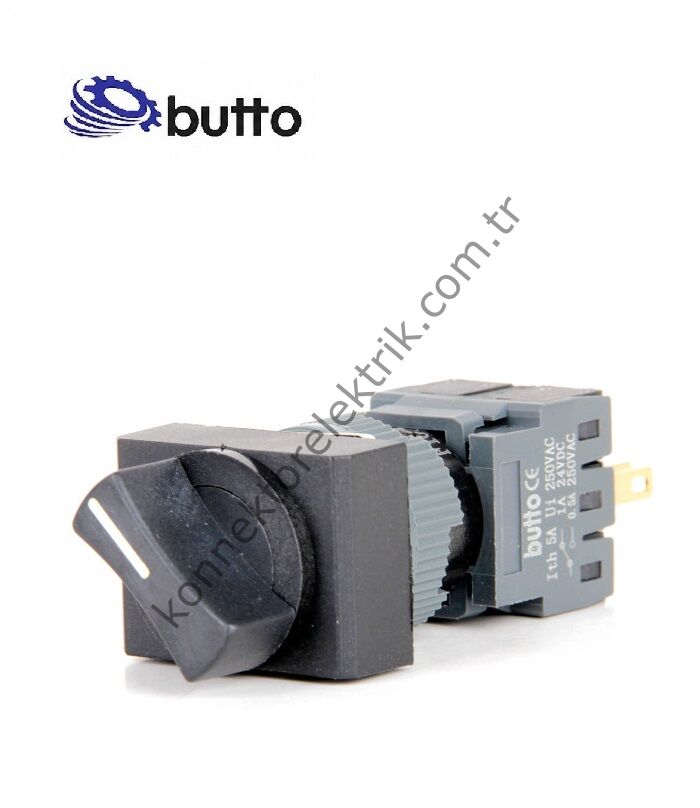 BUTTO F16-431-2 Dikdörtgen Plastik Gövde 16mm 0-1 Kalıcı Mandal Buton 6-220V AC-DC