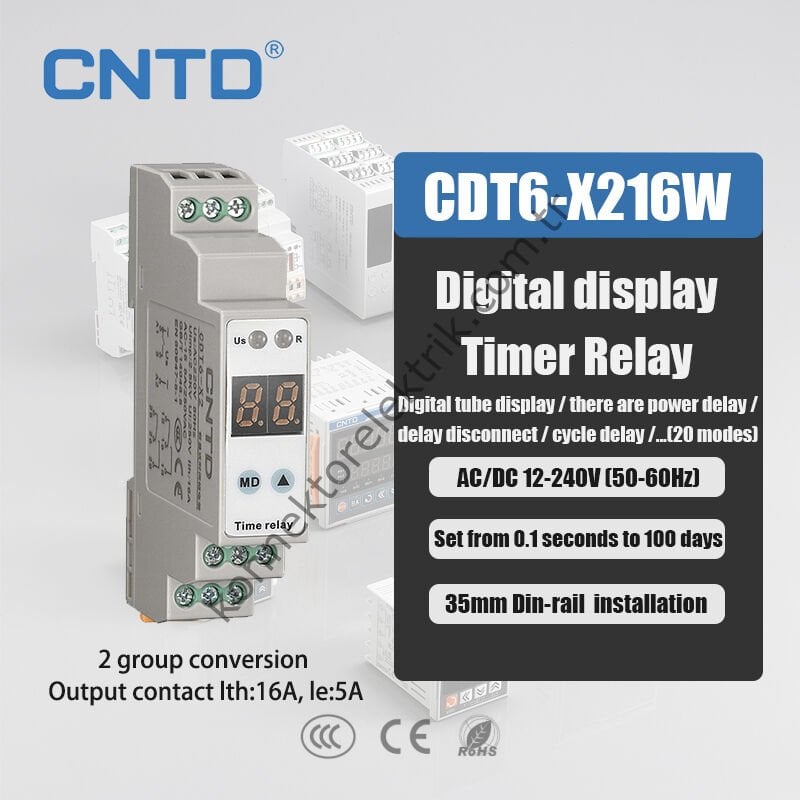 CNTD CDT6-X216W Dijital Ekranlı Programlanabilir Zaman Rölesi