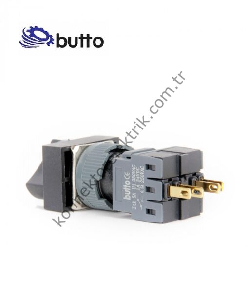 BUTTO F16-431-0 Dikdörtgen Plastik Gövde 16mm 0-1 Yaylı Mandal Buton 6-220V AC-DC
