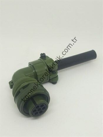KUKDONG MS3108F 14SA-7S 7 Pin Metal Kasa 90° Açılı Kablo Tipi Dişi Askeri Konnektör