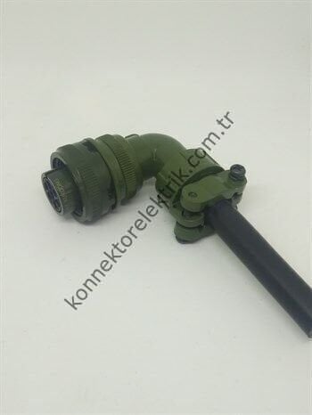 KUKDONG MS3108F 14SA-7S 7 Pin Metal Kasa 90° Açılı Kablo Tipi Dişi Askeri Konnektör