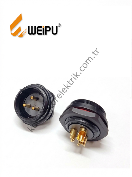 WEIPU SP2912/P3 3 Pin IP68 Plastik Kasa Kablo Tipi Erkek Su Geçirmez Konnektör
