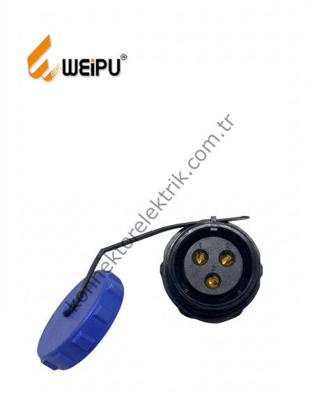 WEIPU SP2912/S3 3 Pin IP68 Plastik Kasa Panel Tipi Dişi Su Geçirmez Konnektör