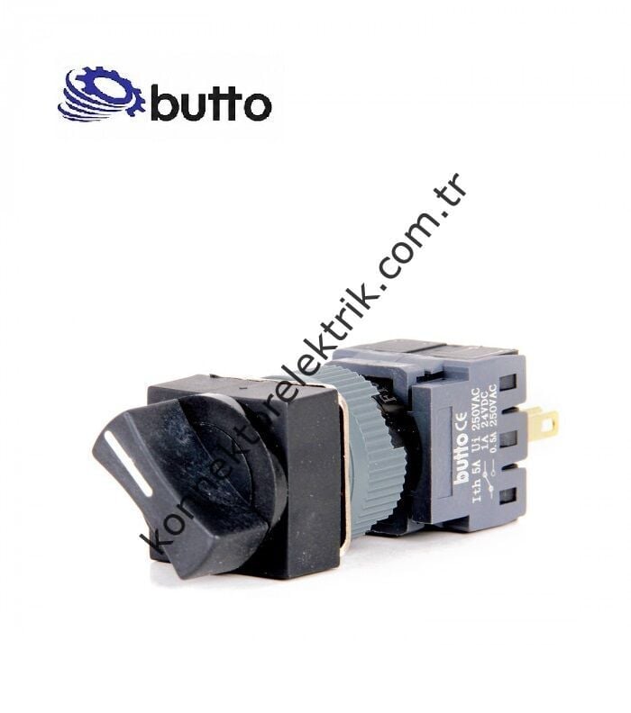 BUTTO F16-522-7 Kare Plastik Gövde 16mm 1-0-2 Kalıcı/Yaylı Mandal Buton 6-220V AC-DC
