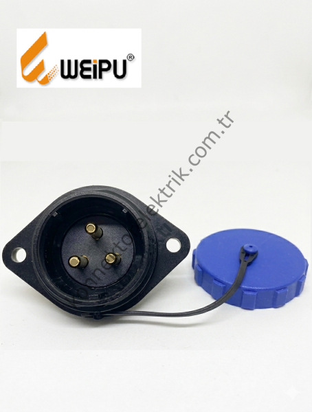 WEIPU SP2913/P3 3 Pin IP68 Plastik Kasa Panel Tipi Erkek Su Geçirmez Konnektör