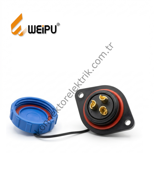 WEIPU SP2913/P3 3 Pin IP68 Plastik Kasa Panel Tipi Erkek Su Geçirmez Konnektör