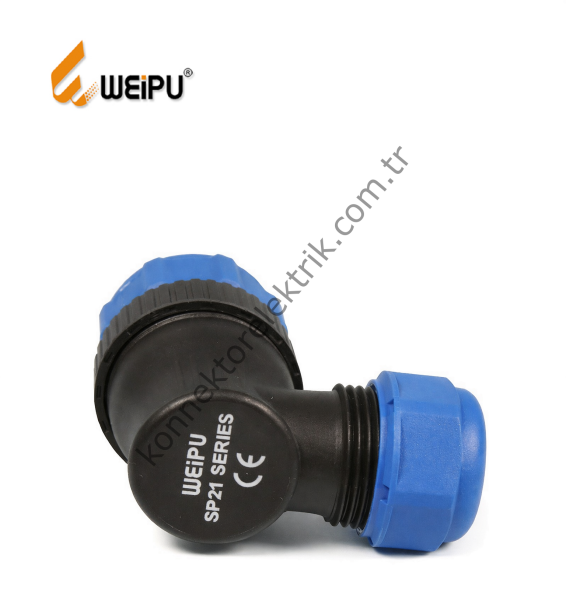 WEIPU SP2116/S15 15 Pin IP68 Plastik Kasa 90° Açılı Kablo Tipi Dişi Su Geçirmez Konnektör