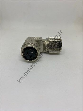 HZ CONNECTORS DK182 3 Pin Metal Kasa 90° Açılı Dişi Konnektör