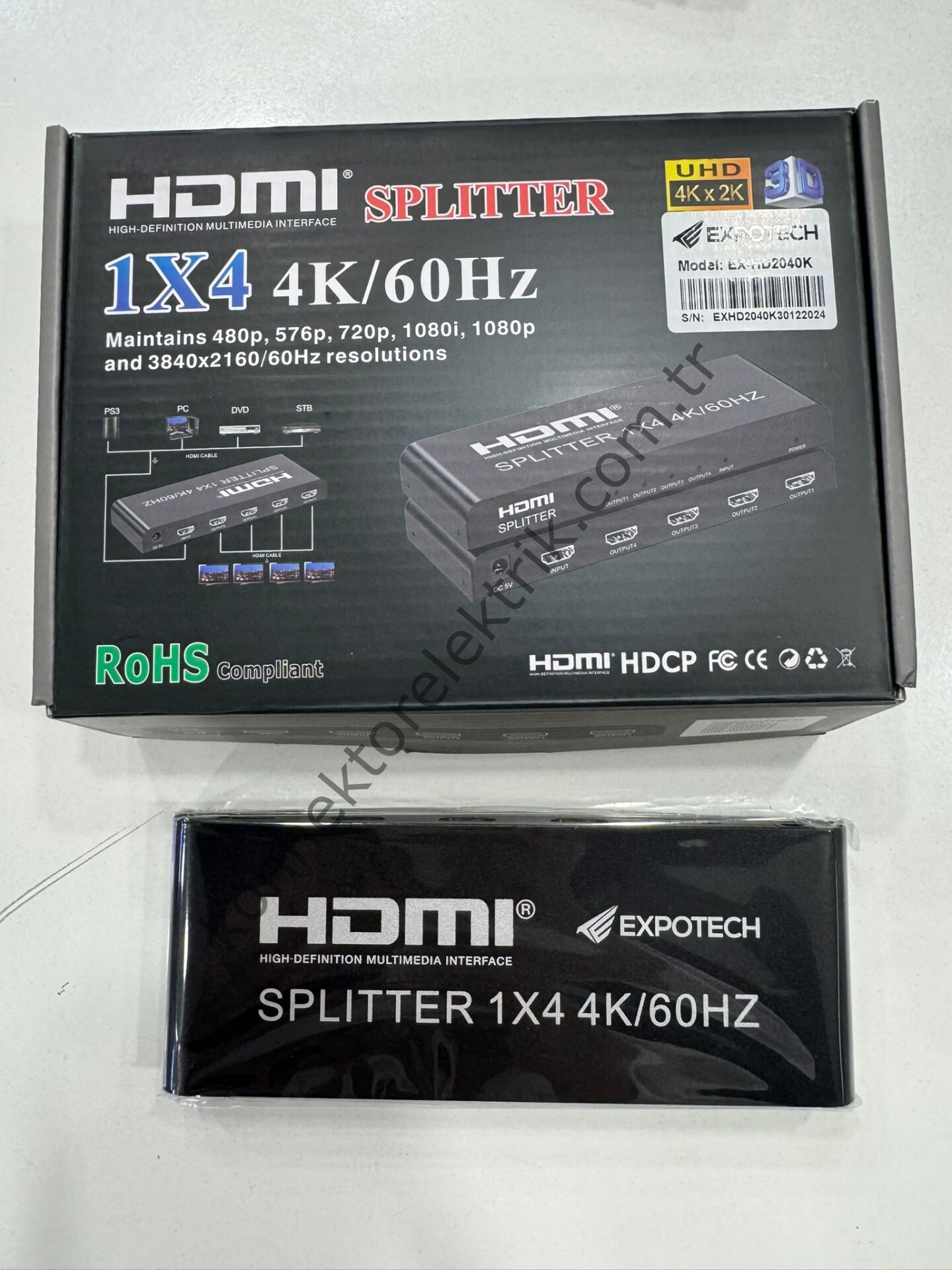 EXPOTECH EX-HD2040K 4 PORT HDMI Çoklayıcı 4K Çoğaltıcı Splitter (Uzun Mesafe)