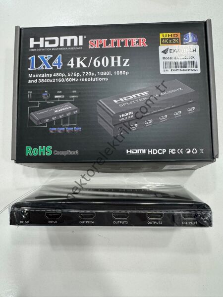 EXPOTECH EX-HD2040K 4 PORT HDMI Çoklayıcı 4K Çoğaltıcı Splitter (Uzun Mesafe)
