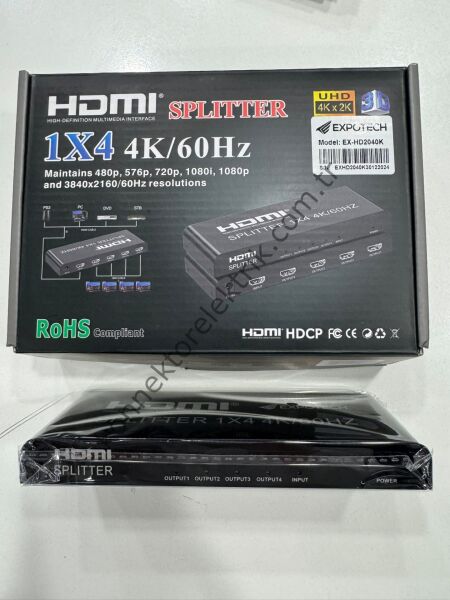 EXPOTECH EX-HD2040K 4 PORT HDMI Çoklayıcı 4K Çoğaltıcı Splitter (Uzun Mesafe)