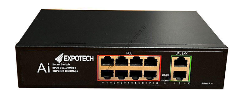 EXPOTECH EX-G10120P 8 Port POE Switch + 2 Port Uplink