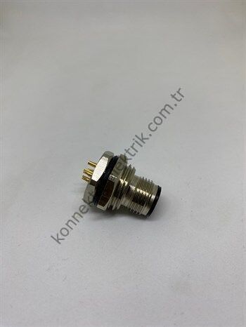 M12 5 Pin Panel Erkek Konnektör - Önden Somunlu