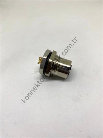 HZ CONNECTORS M12 Önden Somunlu 5 Pin Metal Kasa Panel Tipi Dişi Endüstriyel Konnektör