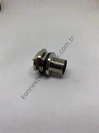 M12 5 Pin Panel Erkek Konnektör - Arkadan Somunlu