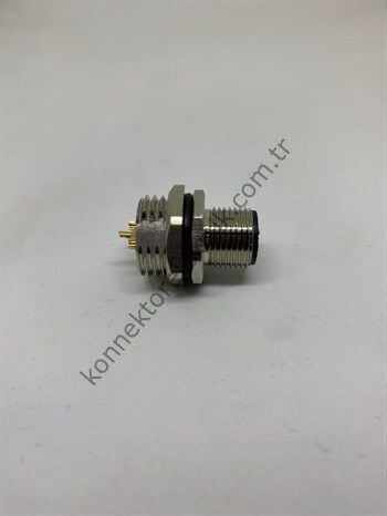 M12 5 Pin Panel Erkek Konnektör - Arkadan Somunlu