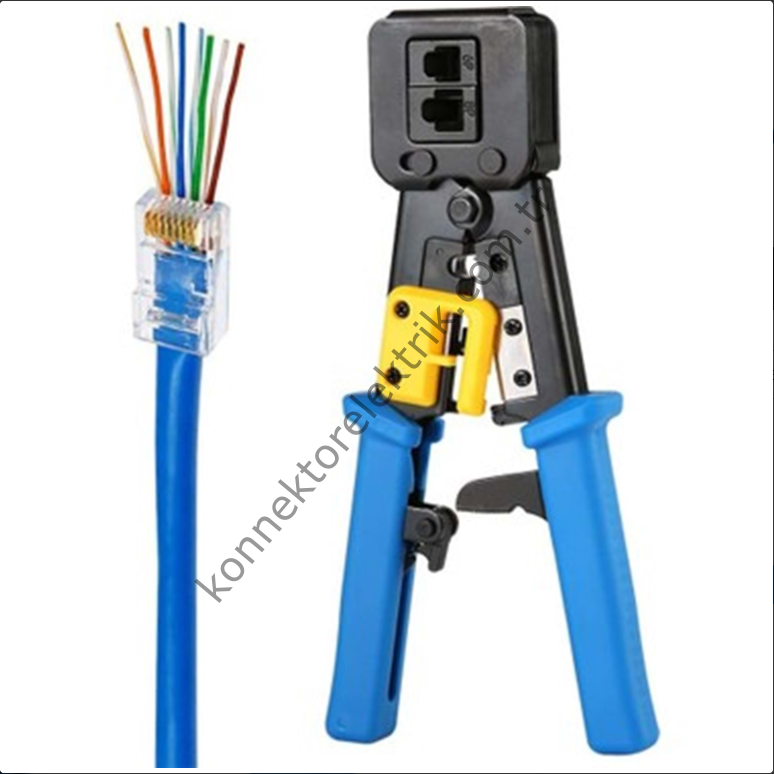EXPOTECH EX-EZP8001 EZ 8P-8C / 4P-4C RJ45 ve RJ11 Network Plug Sıkma Pensesi