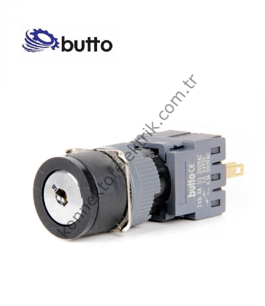 BUTTO F16-611-2 Yuvarlak Plastik Gövde 16mm 0-1 Anahtarlı Kalıcı Buton 6-220V AC/DC