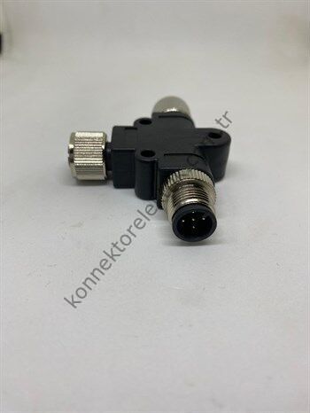 HZ CONNECTORS M12 5 Pin Plastik Kasa T Tipi Endüstriyel Adaptör