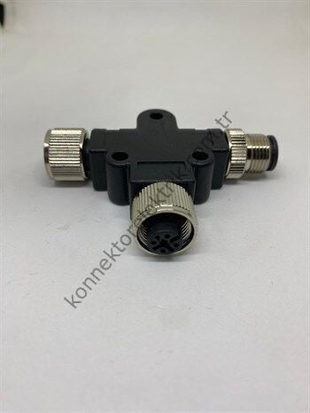 HZ CONNECTORS M12 5 Pin Plastik Kasa T Tipi Endüstriyel Adaptör