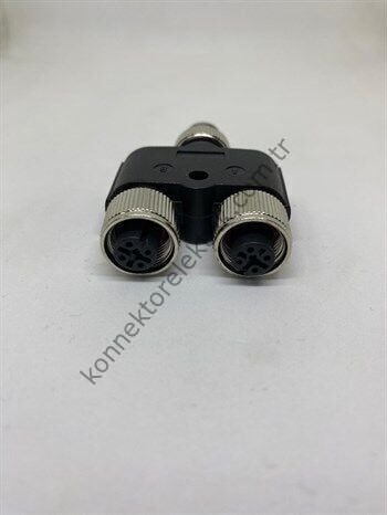 HZ CONNECTORS M12 5 Pin Plastik Kasa Y Tipi Endüstriyel Adaptör