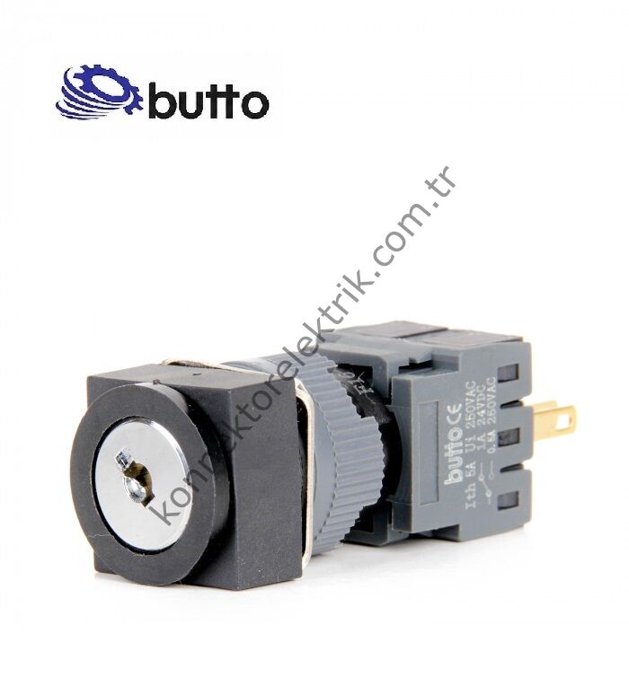 BUTTO F16-621-0 Kare Plastik Gövde 16mm 0-1 Anahtarlı Yaylı Buton 6-220V AC/DC