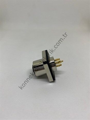 HZ CONNECTORS M12 5 Pin Kare Flanş Metal Kasa Panel Tipi Dişi Endüstriyel Konnektör
