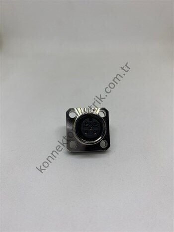 HZ CONNECTORS M12 5 Pin Kare Flanş Metal Kasa Panel Tipi Dişi Endüstriyel Konnektör