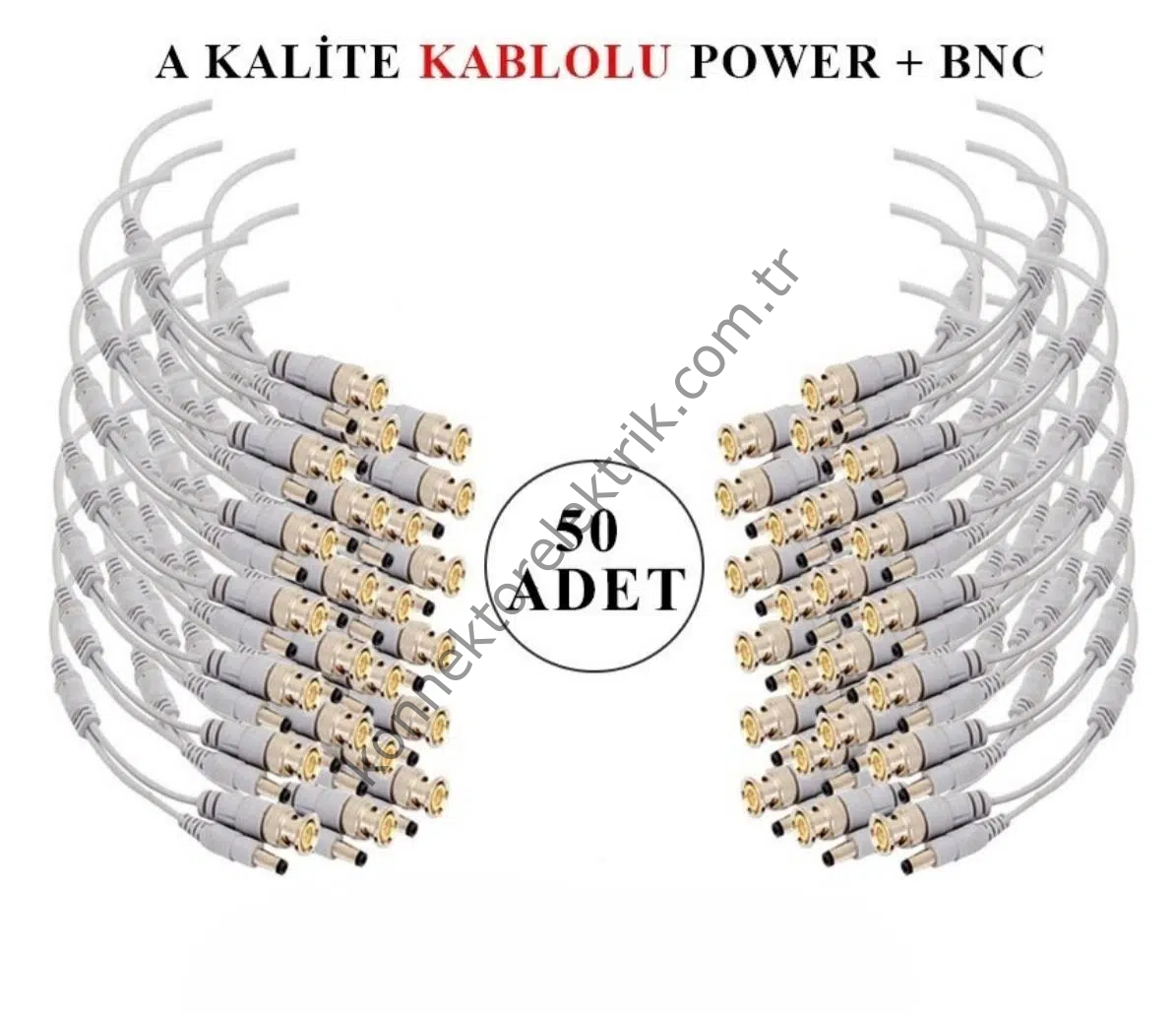 EXPOTECH ASS4122 BNC + Power Y Kablo CCTV Kamera Konnektörü (50’li Paket)