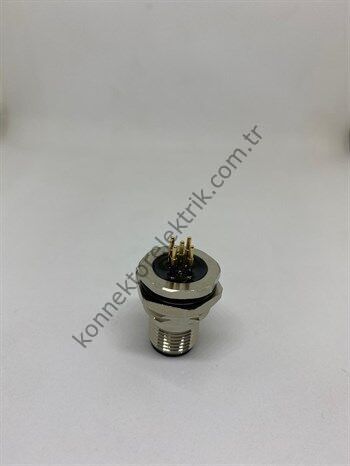 HZ CONNECTORS M12 5 Pin PCB Contact Metal Kasa Panel Tipi Erkek Endüstriyel Konnektör