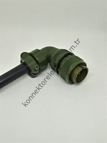 KUKDONG MS3108F 18-19P 10 Pin Metal Kasa 90° Açılı Kablo Tipi Erkek Askeri Konnektör
