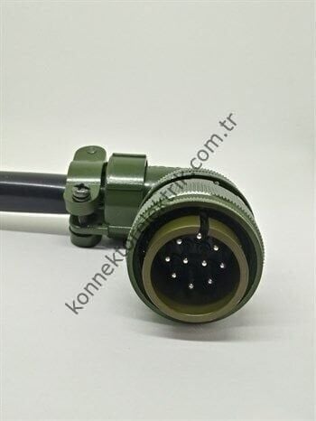 KUKDONG MS3108F 18-19P 10 Pin Metal Kasa 90° Açılı Kablo Tipi Erkek Askeri Konnektör