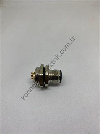 HZ CONNECTORS M12 Arkadan Somunlu 8 Pin Metal Kasa Panel Tipi Erkek Endüstriyel Konnektör