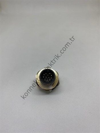 HZ CONNECTORS M12 Arkadan Somunlu 12 Pin Metal Kasa Panel Tipi Erkek Endüstriyel Konnektör