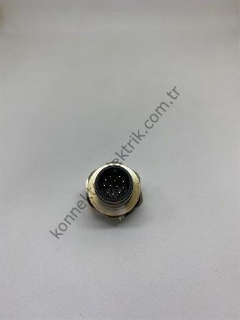 HZ CONNECTORS M12 Arkadan Somunlu 12 Pin Metal Kasa Panel Tipi Erkek Endüstriyel Konnektör