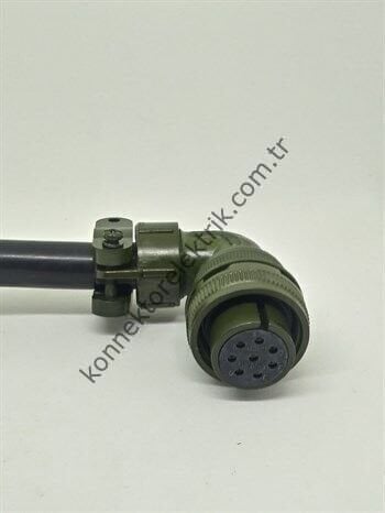 KUKDONG MS3108F 16S-1S 8 Pin Metal Kasa 90° Açılı Kablo Tipi Dişi Askeri Konnektör