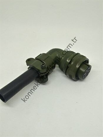 KUKDONG MS3108F 16S-1S 8 Pin Metal Kasa 90° Açılı Kablo Tipi Dişi Askeri Konnektör