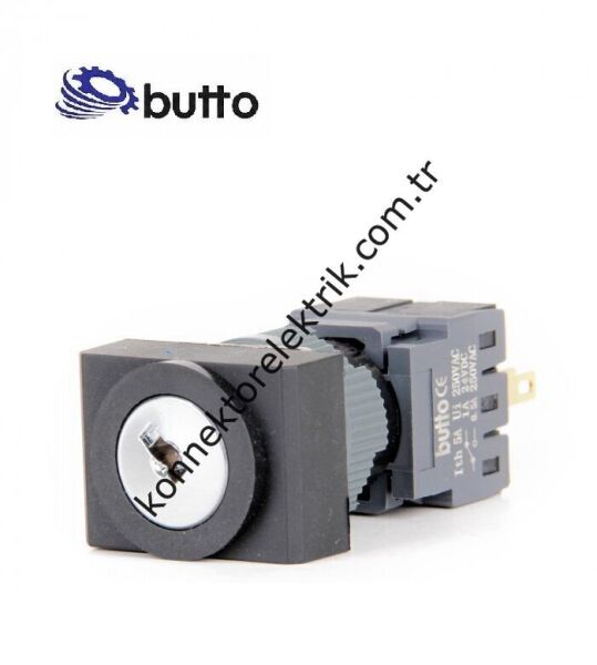BUTTO F16-732-7 Dikdörtgen Plastik Gövde 16mm 1-0-2 Anahtarlı Kalıcı/Yaylı Buton 6-220V AC/DC