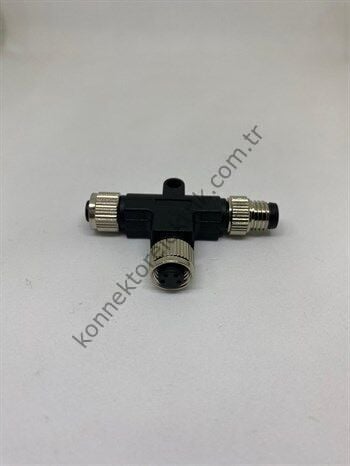 HZ CONNECTORS M8 4 Pin Plastik Kasa T Tipi Endüstriyel Adaptör