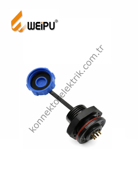 WEIPU SP1315/P5 5 Pin IP68 Plastik Kasa Somunlu Panel Tipi Erkek Su Geçirmez Konnektör