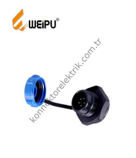 WEIPU SP1315/P5 5 Pin IP68 Plastik Kasa Somunlu Panel Tipi Erkek Su Geçirmez Konnektör
