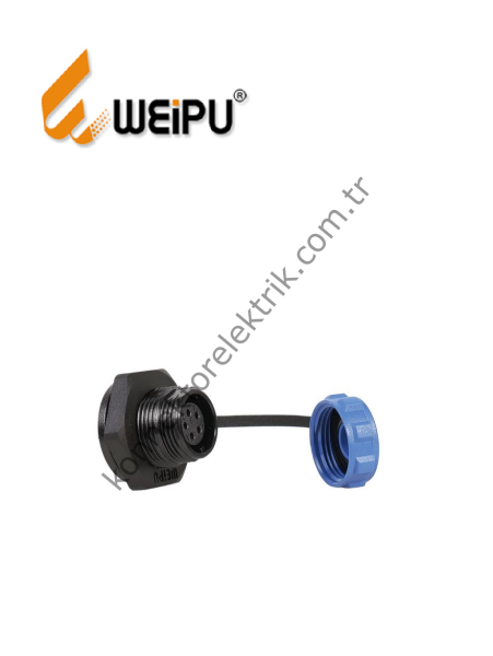WEIPU SP1315/S5 5 Pin IP68 Plastik Kasa Somunlu Panel Tipi Dişi Su Geçirmez Konnektör