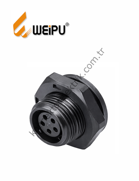 WEIPU SP1315/S5 5 Pin IP68 Plastik Kasa Somunlu Panel Tipi Dişi Su Geçirmez Konnektör