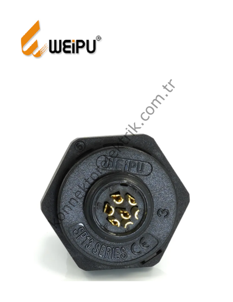 WEIPU SP1315/P7 7 Pin IP68 Plastik Kasa Somunlu Panel Tipi Erkek Su Geçirmez Konnektör
