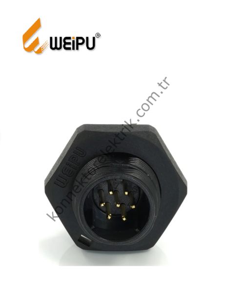 WEIPU SP1315/P7 7 Pin IP68 Plastik Kasa Somunlu Panel Tipi Erkek Su Geçirmez Konnektör
