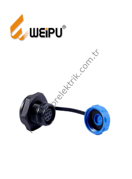 WEIPU SP1315/S7 7 Pin IP68 Plastik Kasa Somunlu Panel Tipi Dişi Su Geçirmez Konnektör