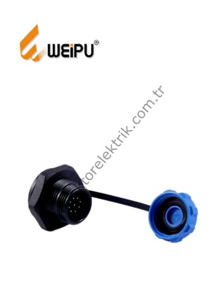 WEIPU SP1315/P9 9 Pin IP68 Plastik Kasa Somunlu Panel Tipi Erkek Su Geçirmez Konnektör